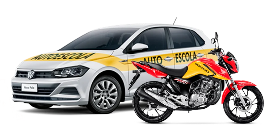 Driving school car and motorcycle
